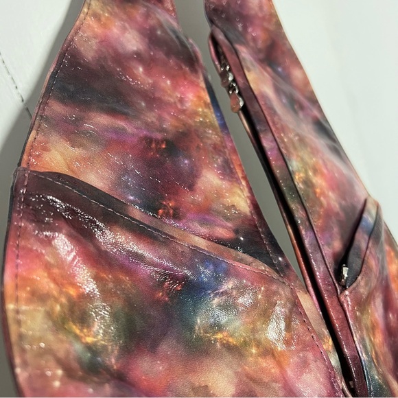 Sash Genuine Leather Galaxy Multicolor Travel Packable Sling Crossbody Bag Purse - Picture 4 of 7